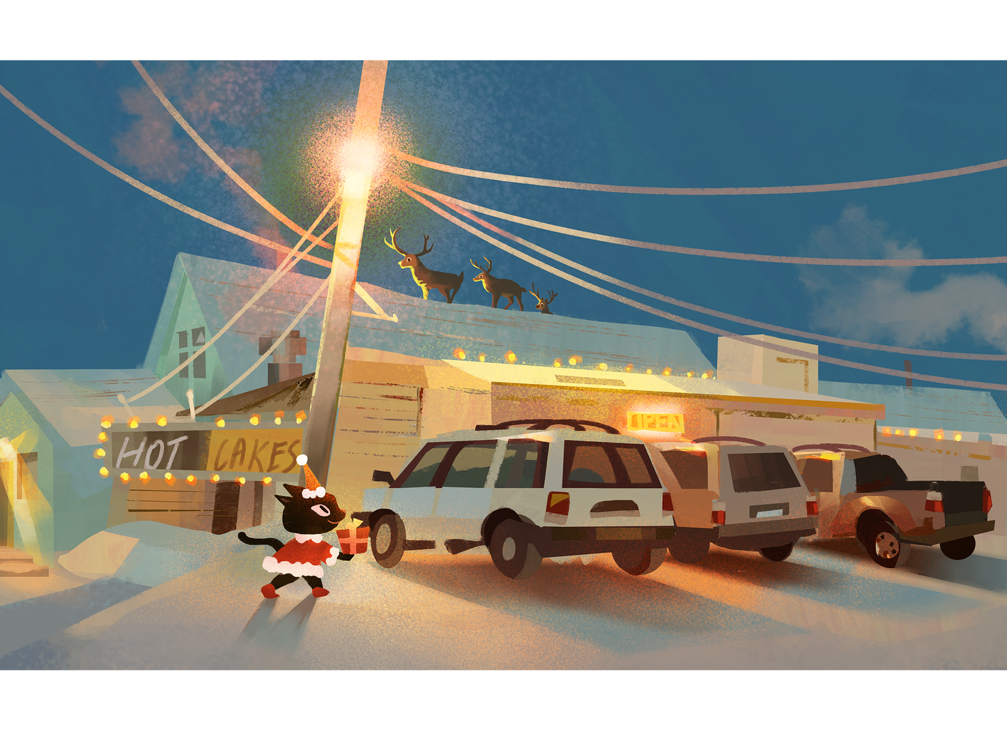 Hot cakes cold day - 5x7 postcard