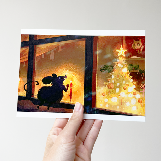 Kitty it's cold outside - 5x7 postcard